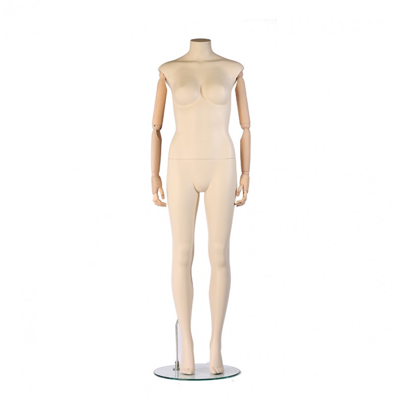 FEMALE MANNEQUIN - IVORY – FLEXIBLE  WOODEN ARMS – STRAIGHT POSE – DARROL 700 SERIES 